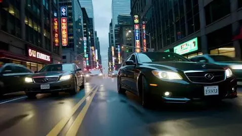 AI Video from prompt: Чёрный автомобиль уходит от погони на улице горо