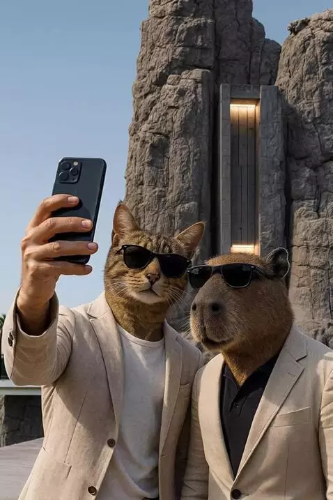 AI Video from prompt: Sonrien suave,cinematografico,camara se aleja le