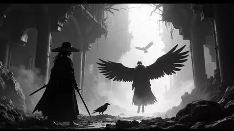 AI Video from prompt: Japanese anime noir, strictly black and white no