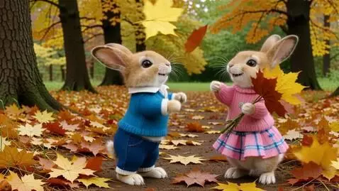 AI Video from prompt: Два милых пушистых  светло-коричневых мини-зайца