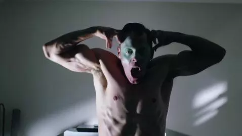 AI Video from prompt: Tyler's transformation into Hyde from Wednesday: