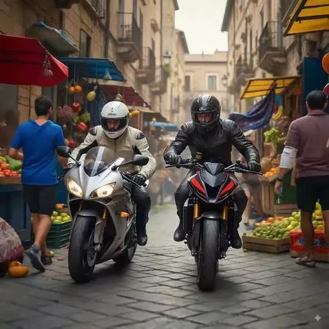 AI Video from prompt: Кинематографичная сцена погони, вид сбоку, два м