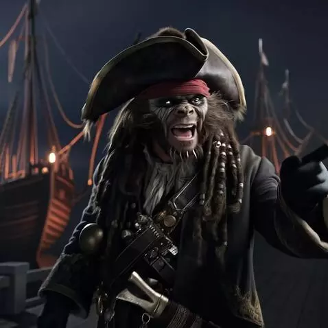 AI Video from prompt: A fomo pirate walking on the dock admiring the o