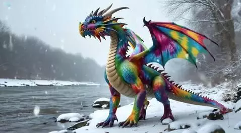 AI Video from prompt: Hyper-realistic colorful dragon creature with ty