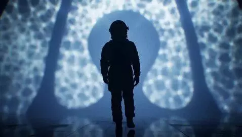 AI Video from prompt: Space Jockey walking around Inside an Alien Spac