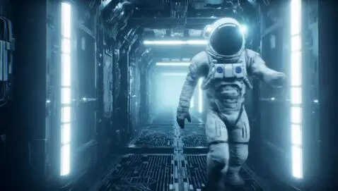 AI Video from prompt: Space Jockey walking around Inside an Alien Spac