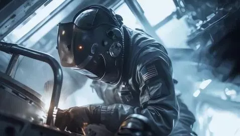 AI Video from prompt: Space Jockey sweilding on metal inside an Alien 