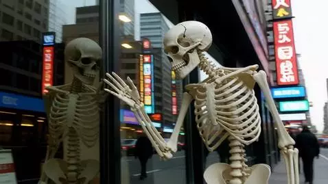 AI Video from prompt: Скелет идёт по городу и пытается познать себя