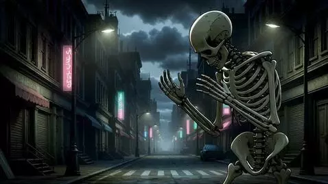 AI Video from prompt: Сделай зацикленное видео на 10 секунд где скелет