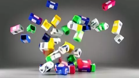 AI Video from prompt: make e wave cartons falling down like rain in an