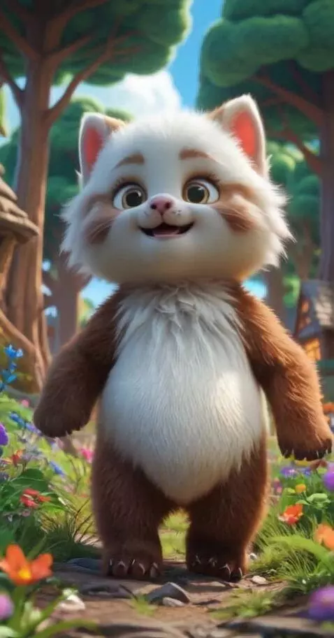 AI Video from prompt: white-furred kitten transformed into a cute litt