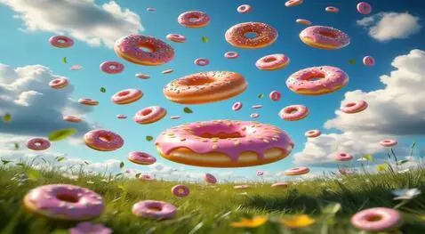 AI Video from prompt: Create a video from a photo where donuts should 