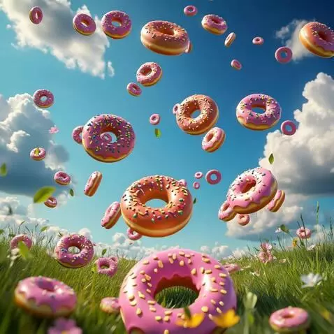 AI Video from prompt: Create a video from a photo where donuts should 