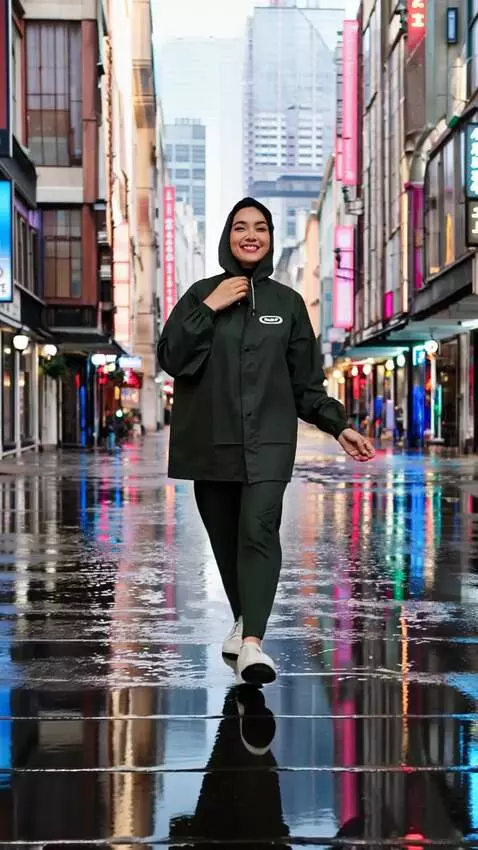 AI Video from prompt: Wanita berjalan kedepan kamera sambil tersenyum,