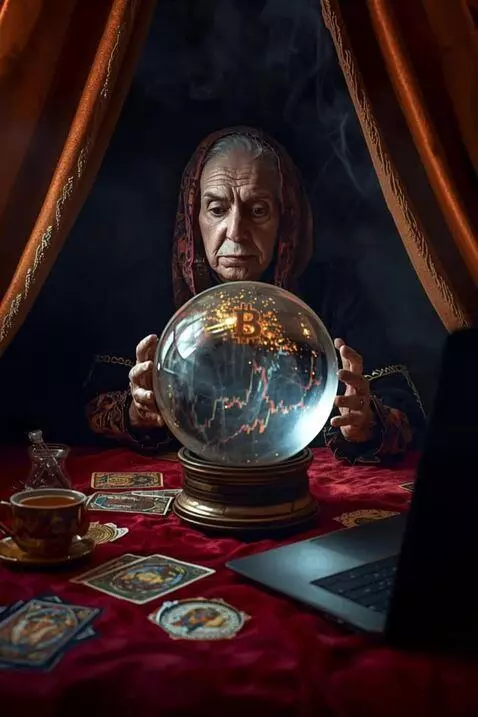 AI Video from prompt: the fortune teller sits in bewilderment and desp