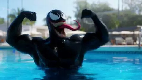 AI Video from prompt: (marvel) a movie scene of a muscular Venom symbi