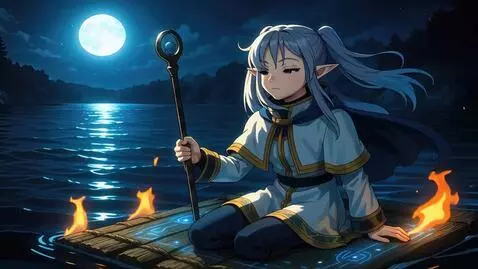 AI Video from prompt: The elf should sit calmly, a small wind should b