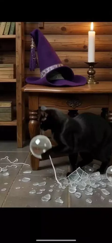 AI Video from prompt: Кот начинает играть с шаром как с клубком ниток