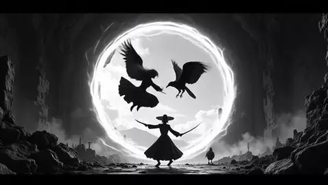 AI Video from prompt: Japanese anime noir, strictly black and white no