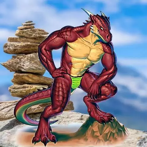 AI Video from prompt: dragon dude posing for a magazine cover with a s