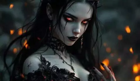 AI Video from prompt: девушка смотрит в камеру огненным взглядом