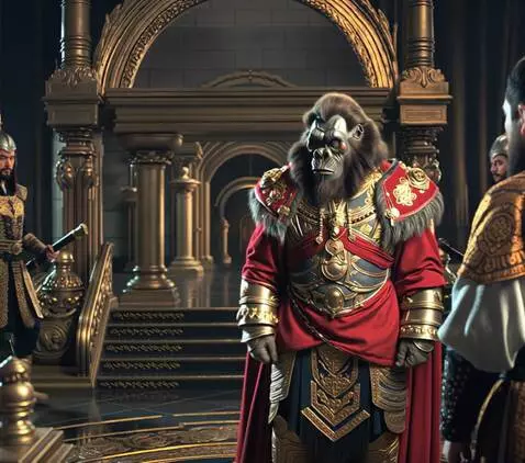 AI Video from prompt: The king and servant look to the right where a h