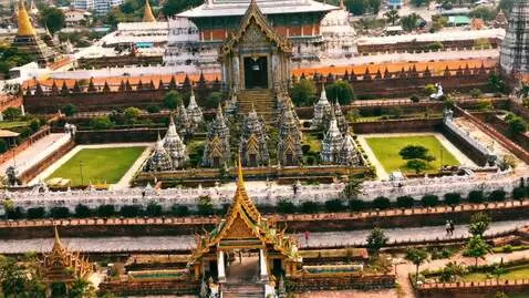 AI Video from prompt: Birds eye view of Buddah temple 4K,s cinematic, 