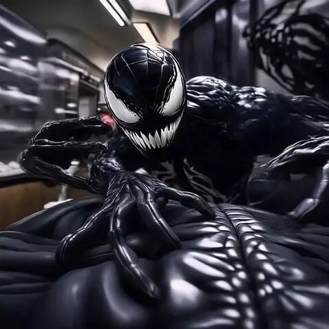 AI Video from prompt: Venom crawls towards the viewer as they transfor