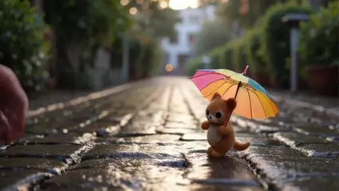 AI Video from prompt: Hyperrealistic cinematic scene, soft rainy atmos