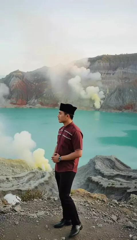 AI Video from prompt: Model pria tersebut berputar dengan elegan sedik