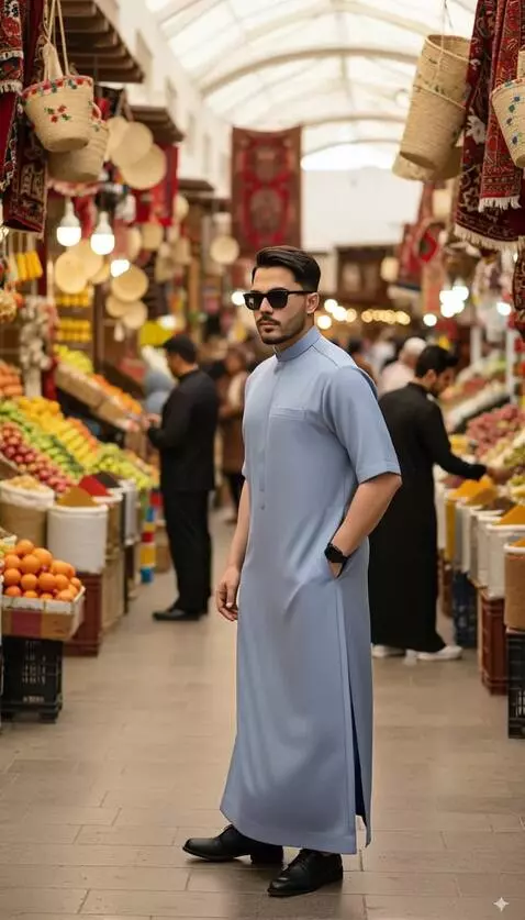 AI Video from prompt: model pria tersebut berputar dengan elegan sedik