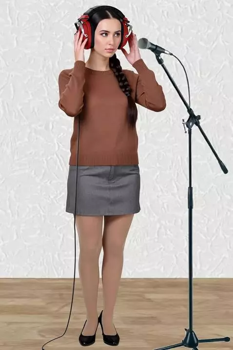 AI Video from prompt: Video of A young woman in a recording studio. He