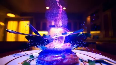 AI Video from prompt: {   "prompt": "A plated gourmet dish explodes in