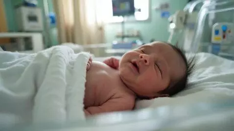 AI Video from prompt: Un bebé recién nacido que diga quiero mi cerveza