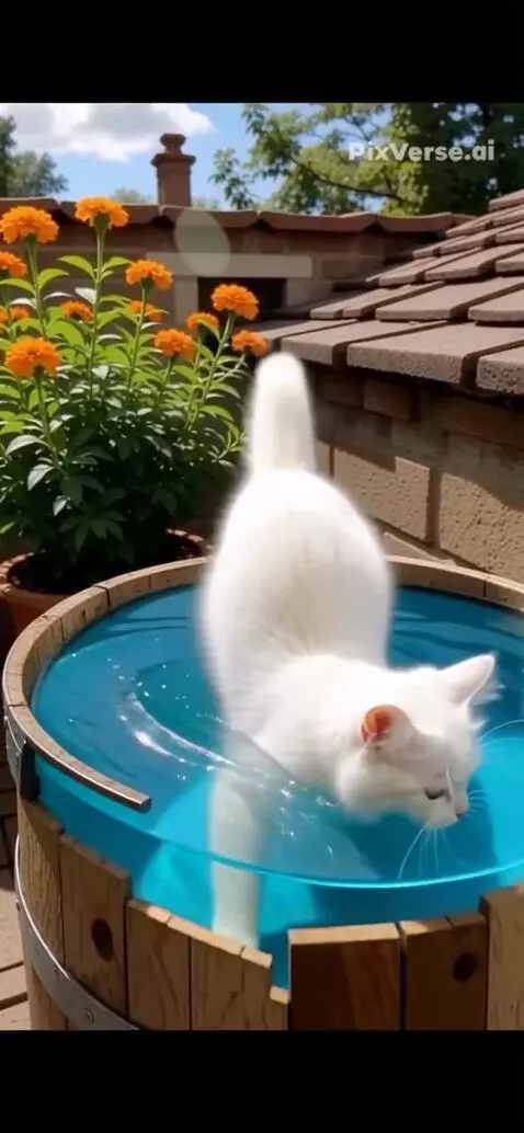 AI Video from prompt: Лед ломается у кота под ногами и он тонет но вып