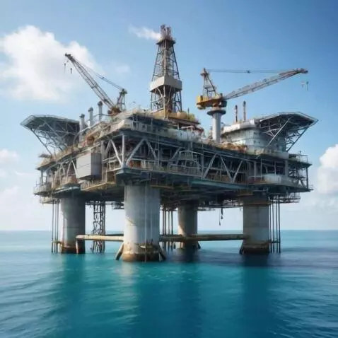 AI Video from prompt: A cinematic 4K video of a massive offshore oil d