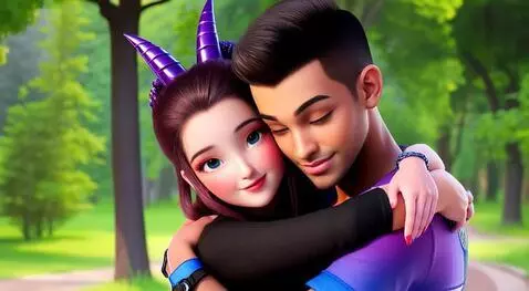 AI Video from prompt: Let them hug each other and look at the camera