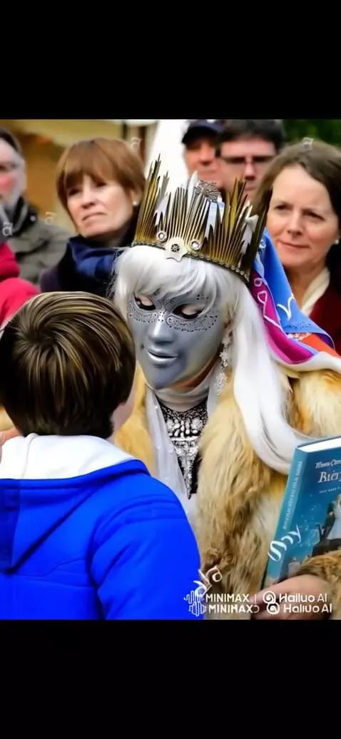 AI Video from prompt: Снежная королева целуется с юношей в губы и юнош