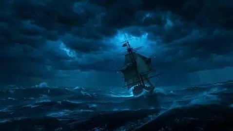 AI Video from prompt: A dynamic ship battling through a fierce storm, 