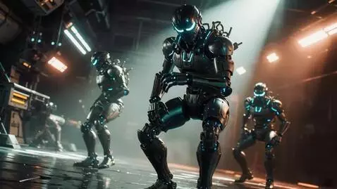 AI Video from prompt: The futuristic humanoid robot, in the center, is