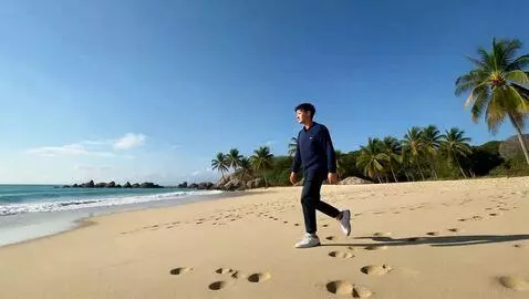 AI Video from prompt: man walk on the beach