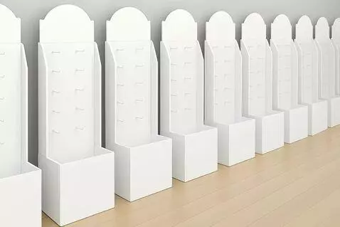 AI Video from prompt: show these cardboard displays left to right to t