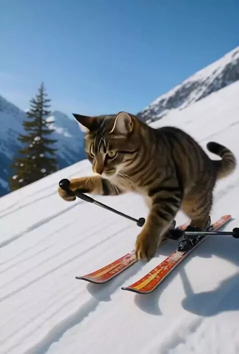 AI Video from prompt: Катится с горы и ест мороженое