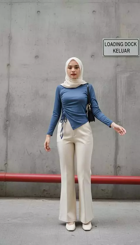 AI Video from prompt: Kamera statis. Wanita itu berpose seperti model 