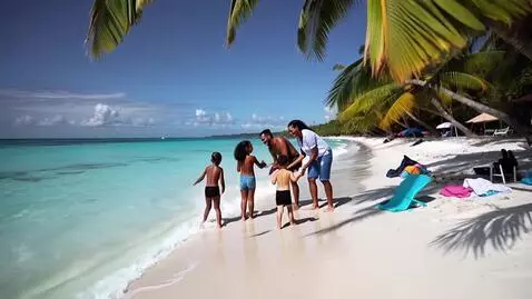 AI Video from prompt: African-American family enjoying the beach in th