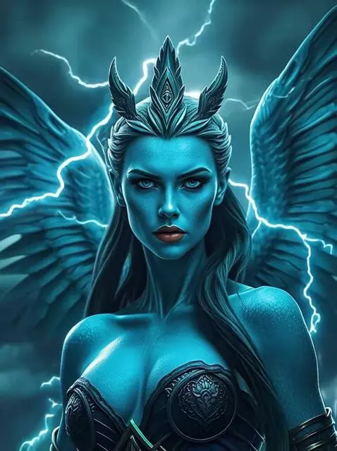 AI Video from prompt: A dynamic woman embodying the Stormborn, surroun