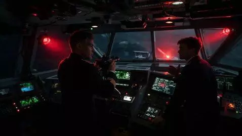 AI Video from prompt: The captain of a modern nuclear submarine on the