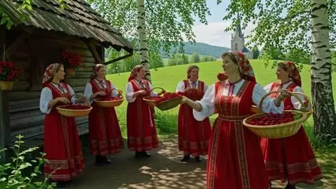 AI Video from prompt: Сделай мне футаж в русско народном стиле для пес