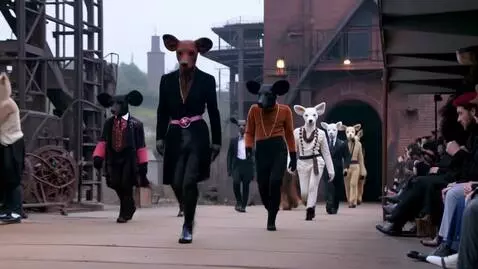 AI Video from prompt: A fashion show video set in the Russian province