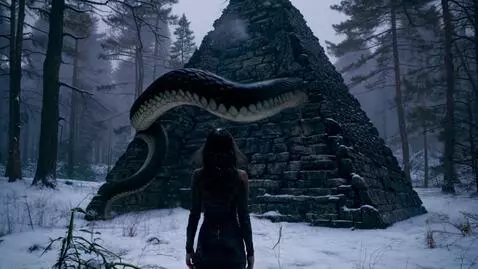 AI Video from prompt: Женщина с длинными чёрными, развивающимися на ве